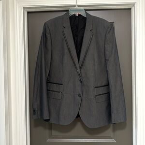 Hugo Boss wool leather lined grey blazer 46R